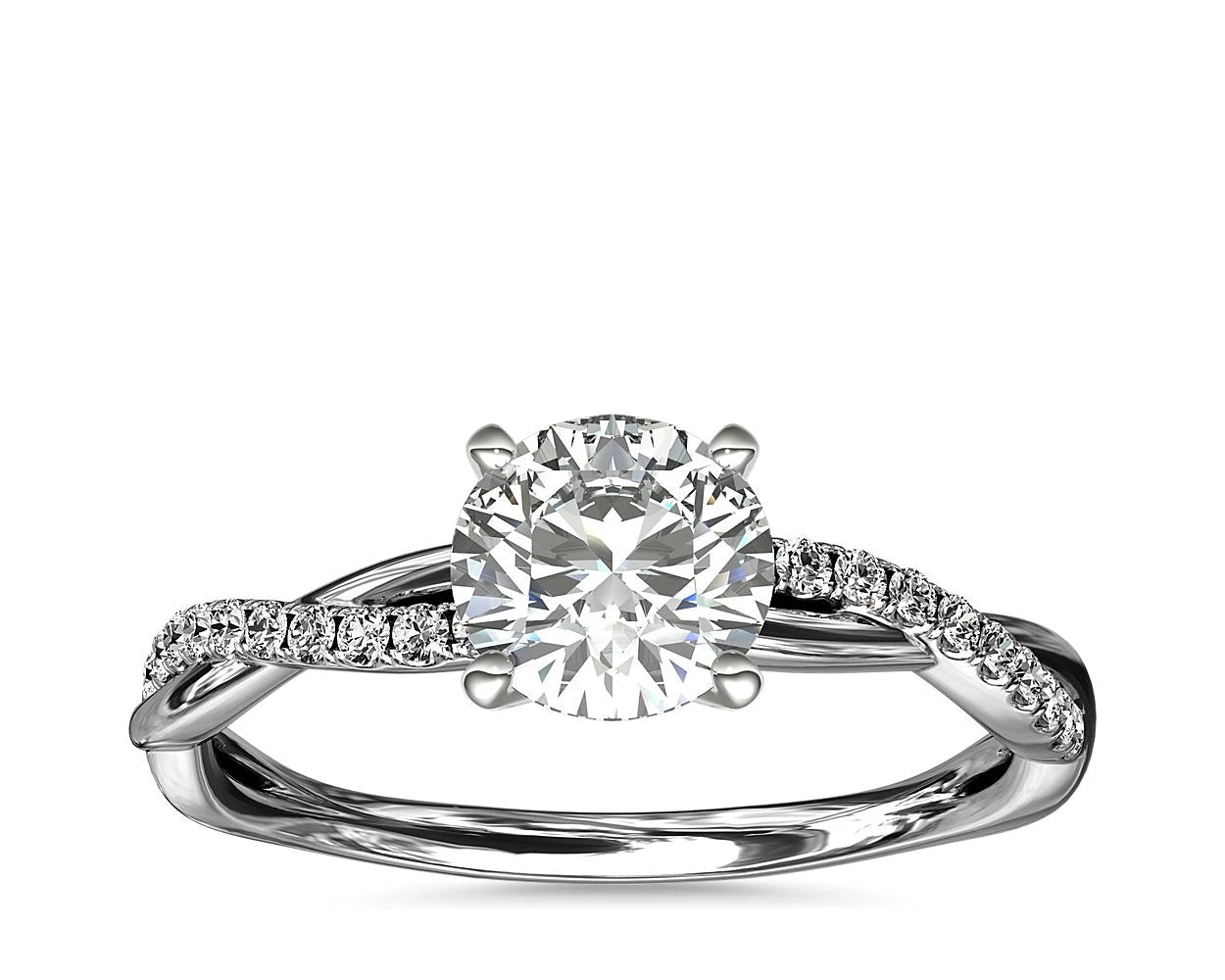 Petite Twist Round Diamond Engagement Ring