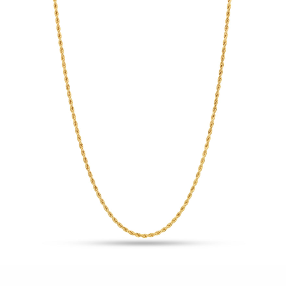 14k Yellow Gold Solid Rope Chain 24" 2.5mm