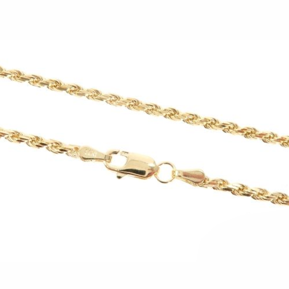 14k Yellow Gold Solid Rope Chain 24" 2.5mm