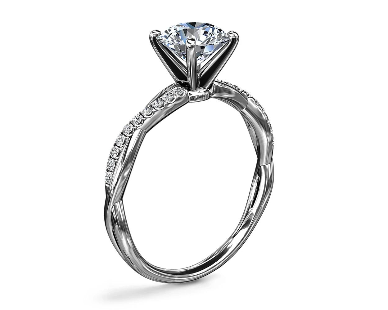 Petite Twist Round Diamond Engagement Ring