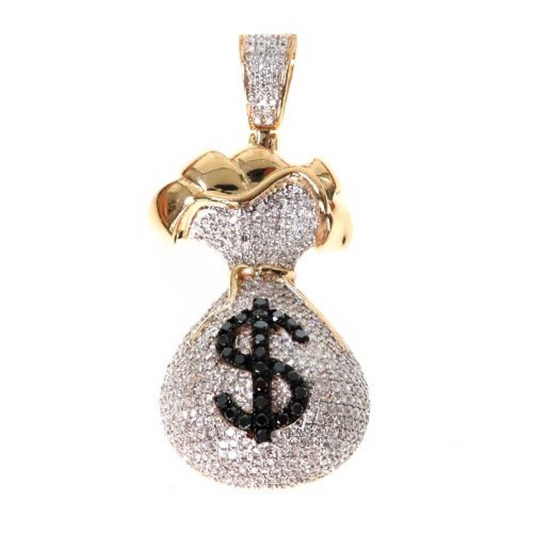 Money Bag With Dollar Diamond Pendant