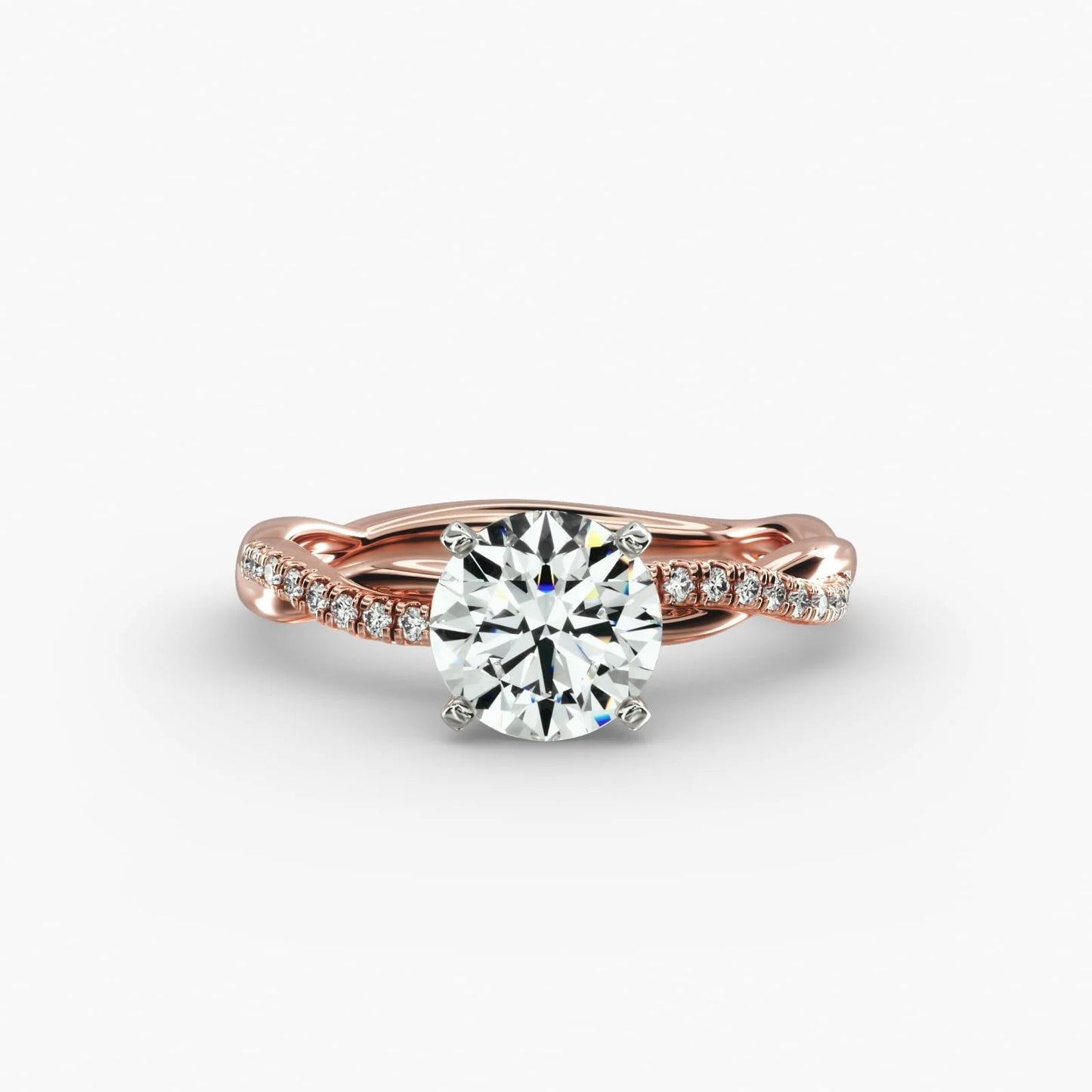 Petite Twist Round Diamond Engagement Ring