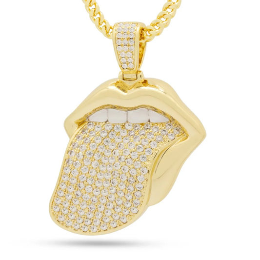 Tongue Out Diamond Pendant