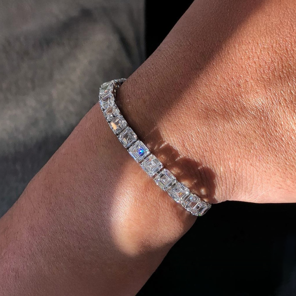 28ct Asscher Cut Diamond Tennis Bracelet