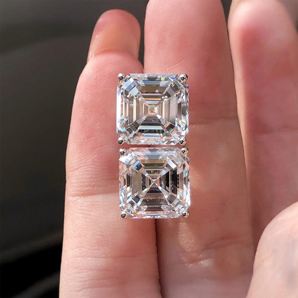 5ct Asscher Cut Diamond Stud Earrings