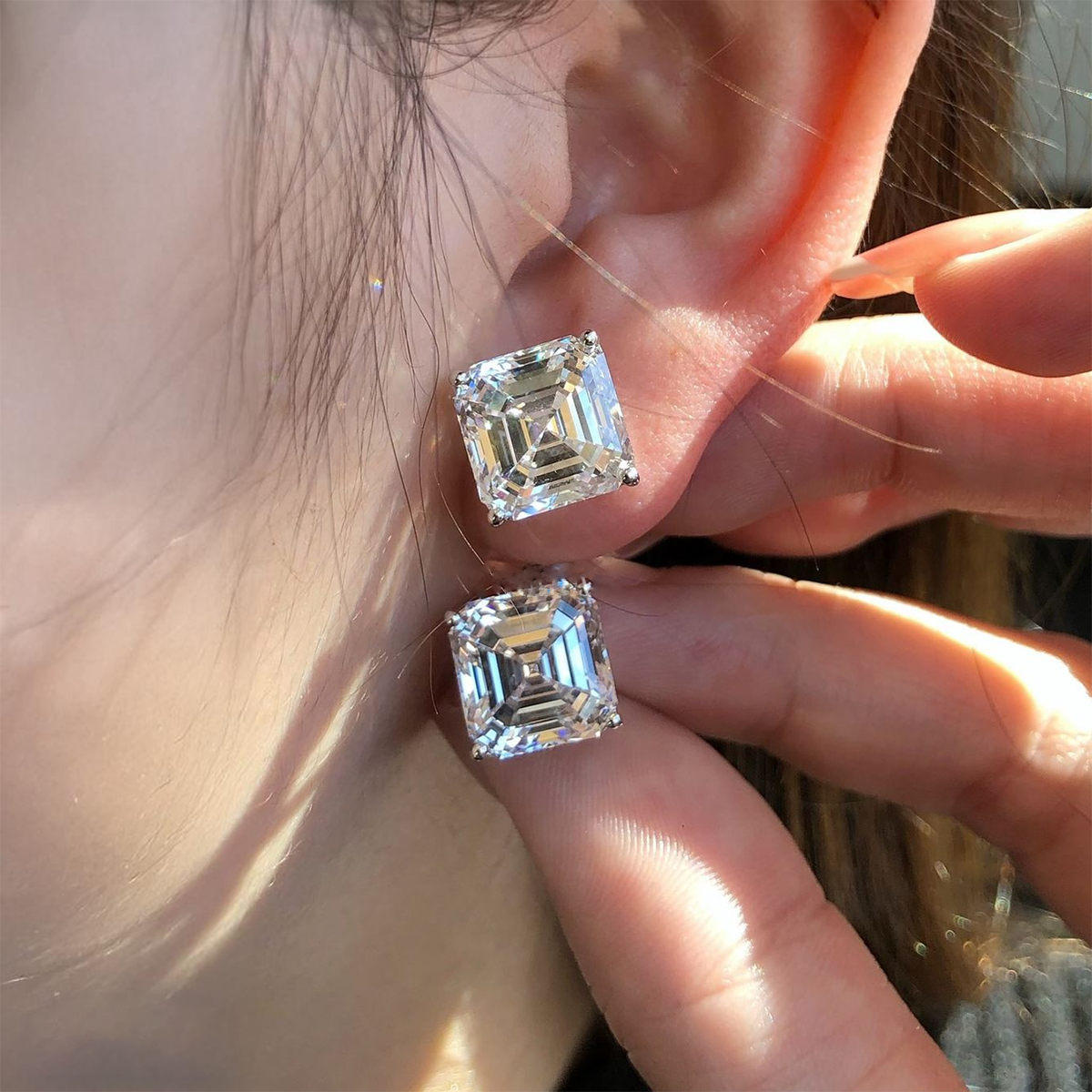 5ct Asscher Cut Diamond Stud Earrings