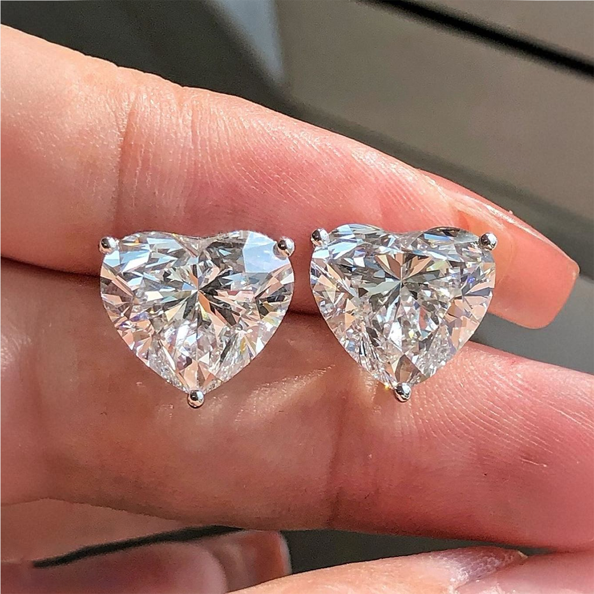 5ct Heart Cut Diamond Stud Earrings