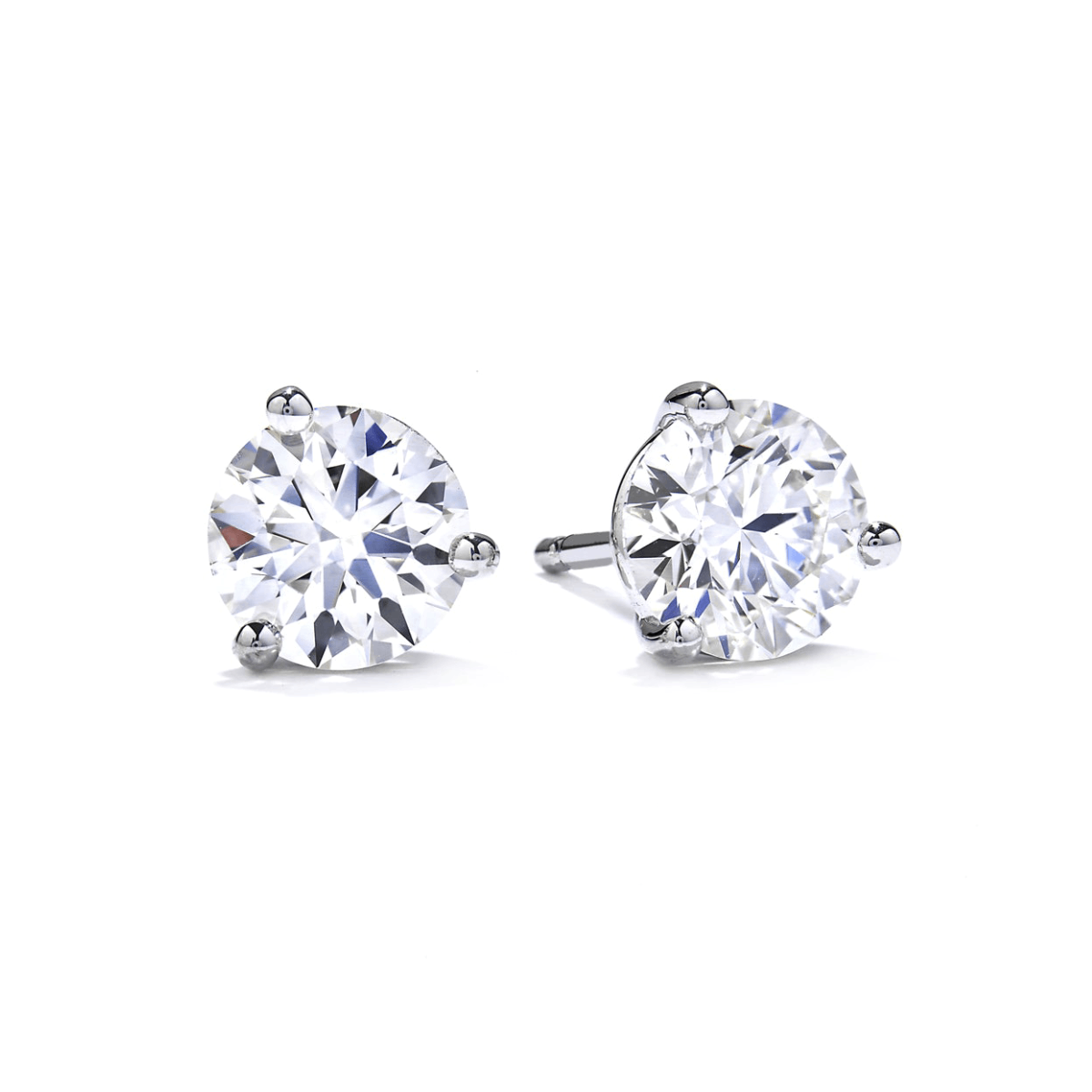 2ct Round Cut Diamond Stud Earrings