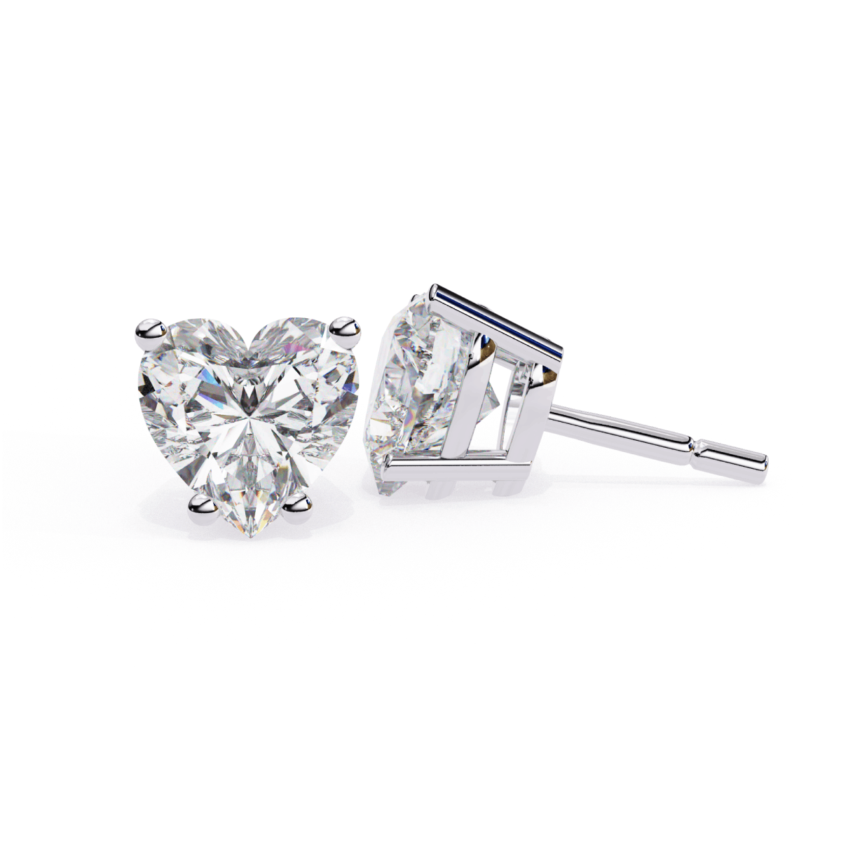 5ct Heart Cut Diamond Stud Earrings