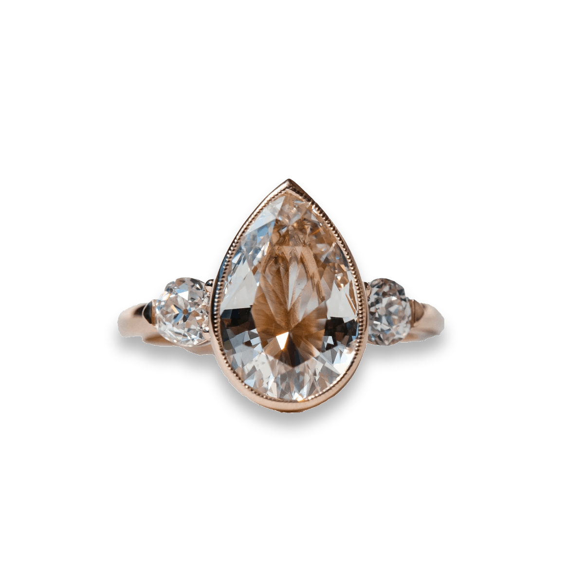 2.6ct Antique Inspired Pear Diamond Ring