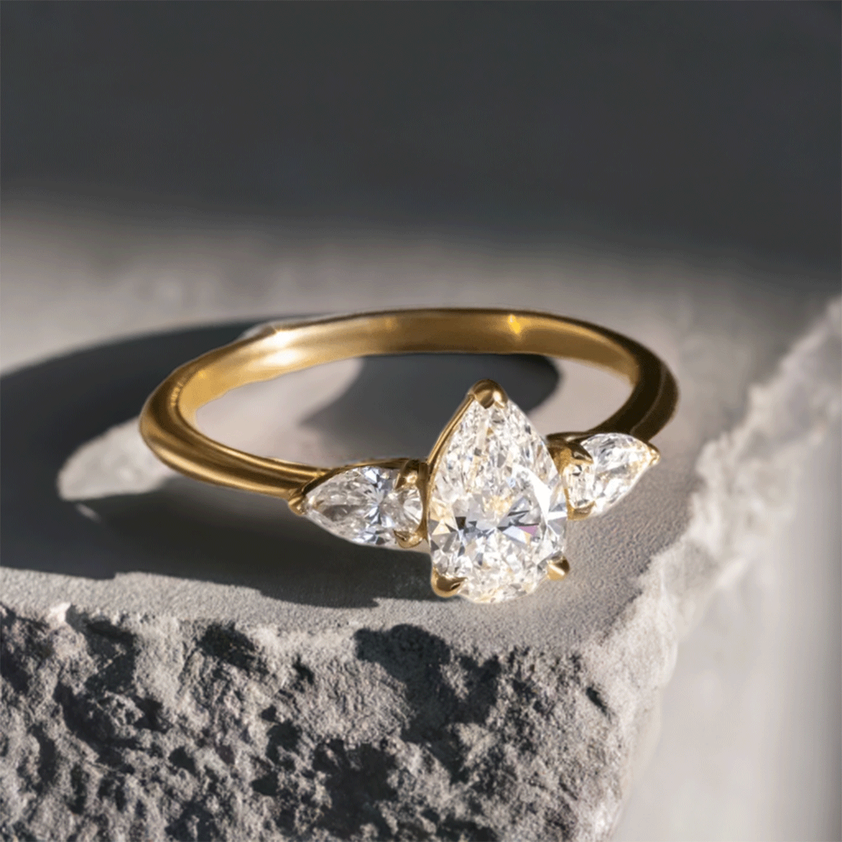 Pear Trio Diamond Engagement Ring