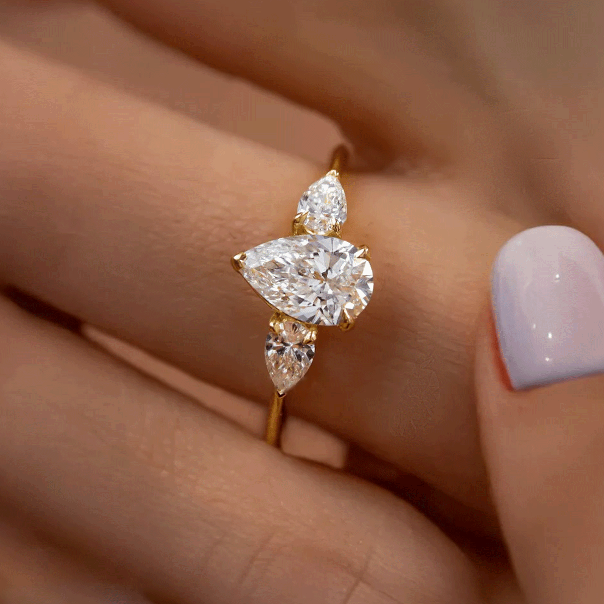 Pear Trio Diamond Engagement Ring