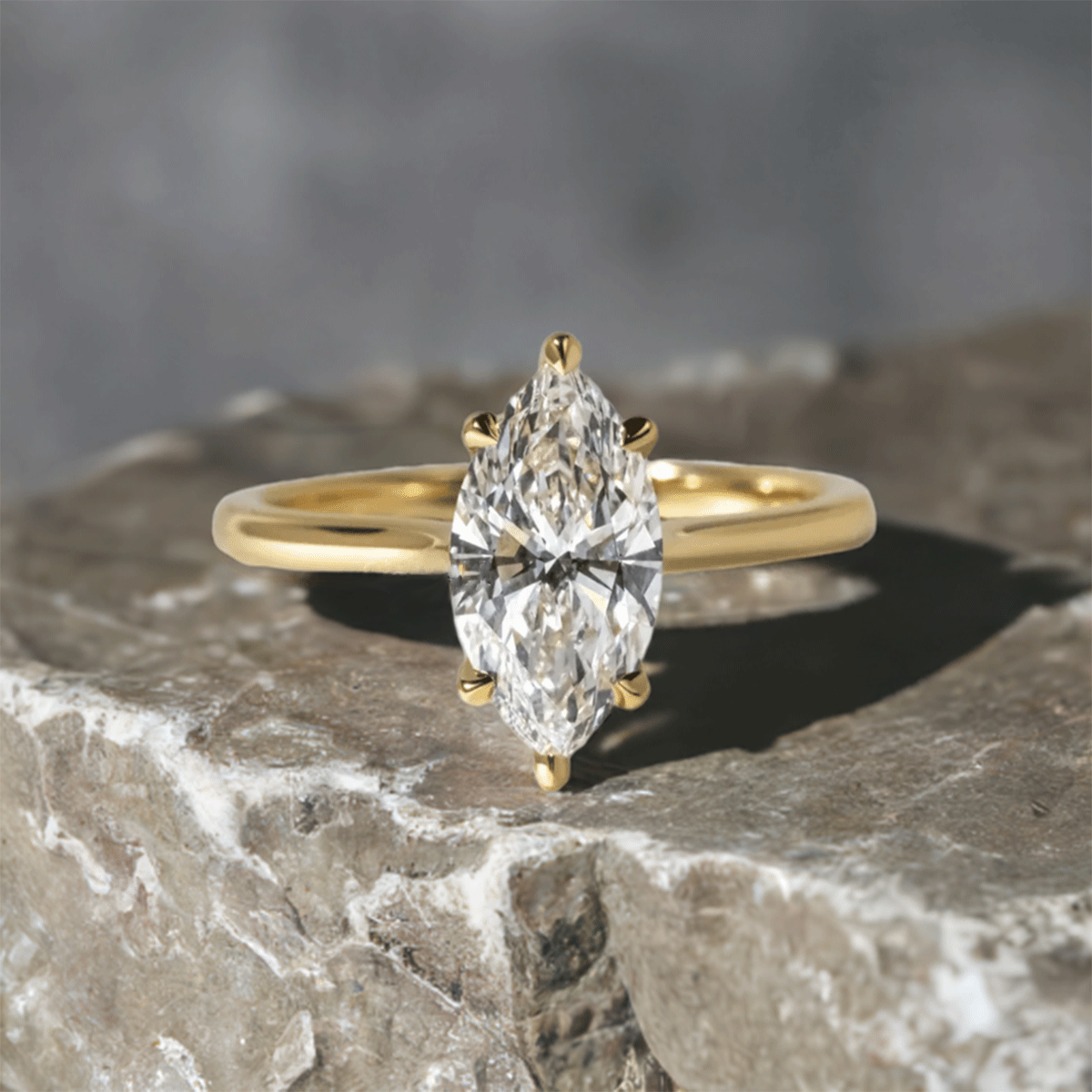 Marquise Hidden Halo Diamond Engagement Ring