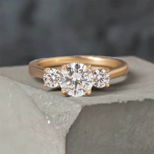 Round Three Stone Diamond Engagement Ring